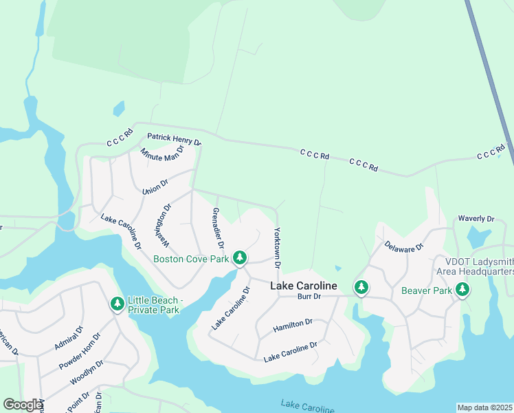 map of restaurants, bars, coffee shops, grocery stores, and more near 166 Yorktown Drive in Ruther Glen