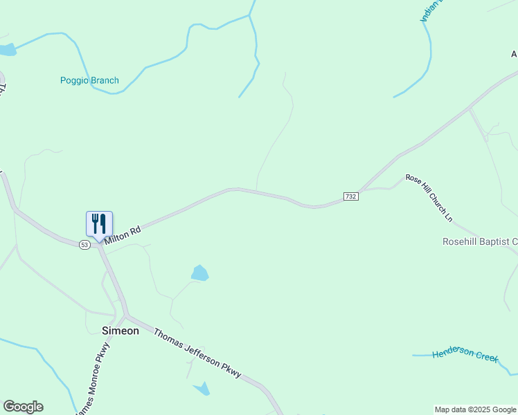 map of restaurants, bars, coffee shops, grocery stores, and more near 1229 Milton Road in Charlottesville