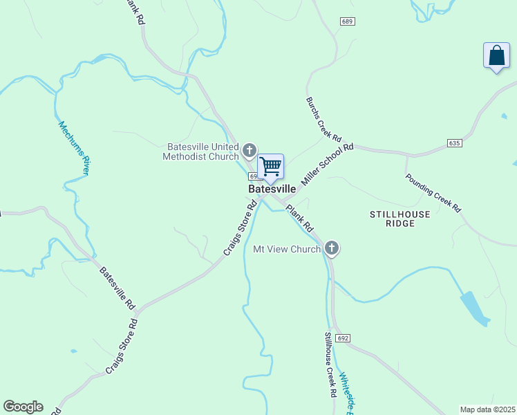 map of restaurants, bars, coffee shops, grocery stores, and more near 1521 Craigs Store Road in Afton