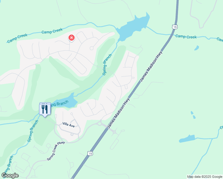 map of restaurants, bars, coffee shops, grocery stores, and more near 114 Eagle Creek Terrace in Zion Crossroads