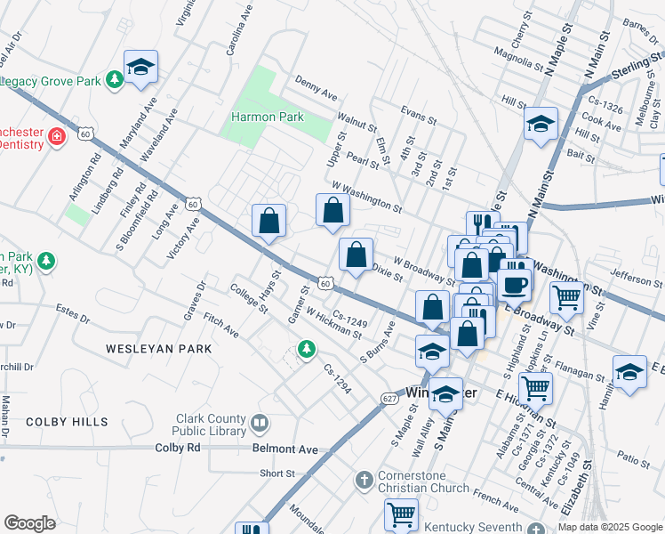 map of restaurants, bars, coffee shops, grocery stores, and more near 21 Taylor Avenue in Winchester