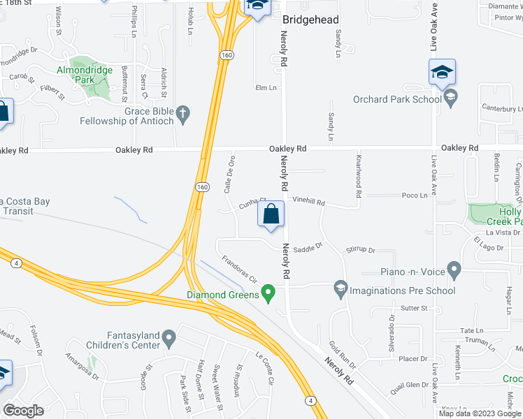 map of restaurants, bars, coffee shops, grocery stores, and more near 70 Cunha Court in Oakley
