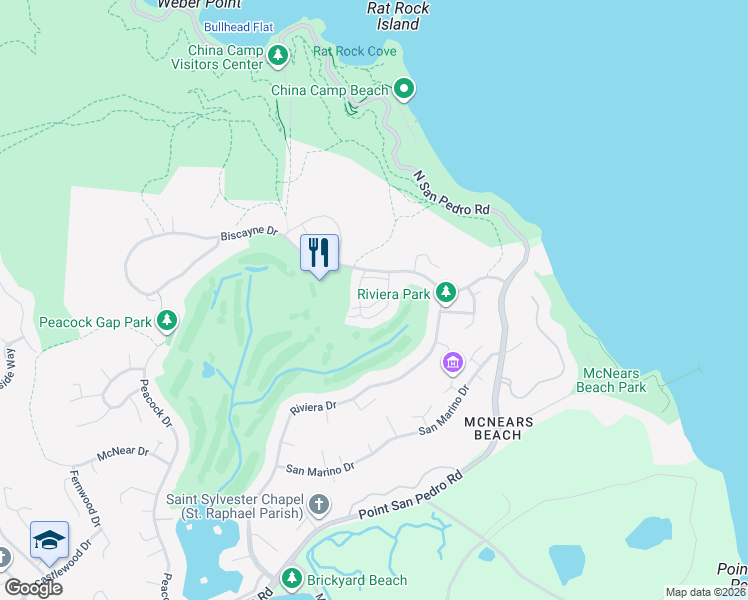 map of restaurants, bars, coffee shops, grocery stores, and more near 28 Greenside Way in San Rafael