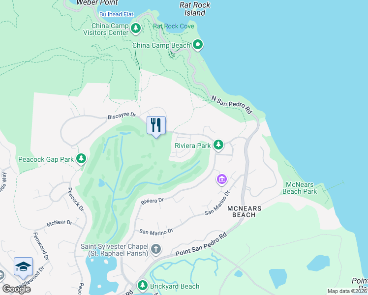 map of restaurants, bars, coffee shops, grocery stores, and more near 28 Greenside Way in San Rafael