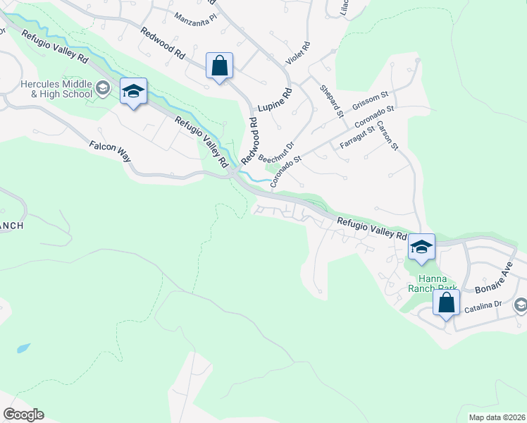 map of restaurants, bars, coffee shops, grocery stores, and more near 136 Crosswind Court in Hercules