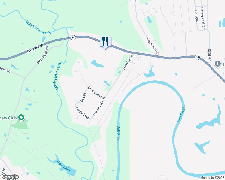 map of restaurants, bars, coffee shops, grocery stores, and more near 424 Hensley Road in Shepherdsville