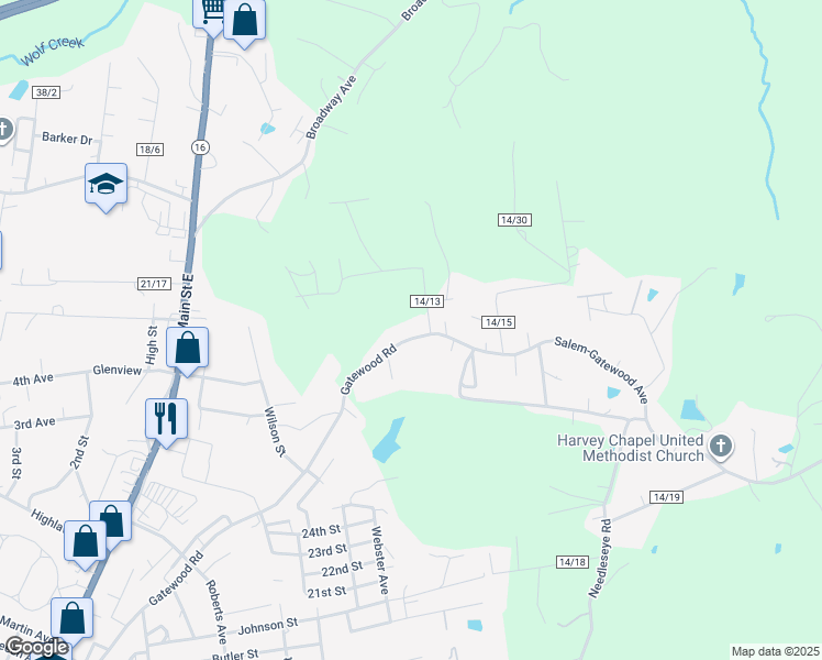 map of restaurants, bars, coffee shops, grocery stores, and more near 1091 Gatewood Road in Fayetteville