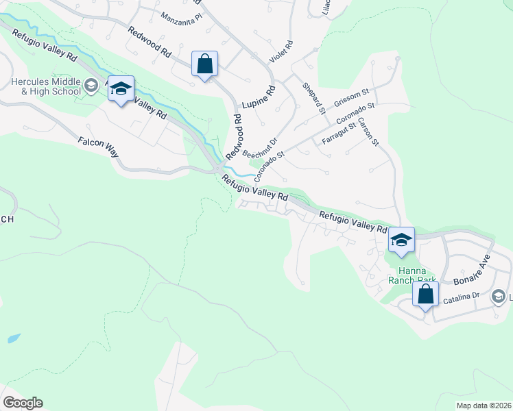 map of restaurants, bars, coffee shops, grocery stores, and more near 132 Crosswind Court in Hercules