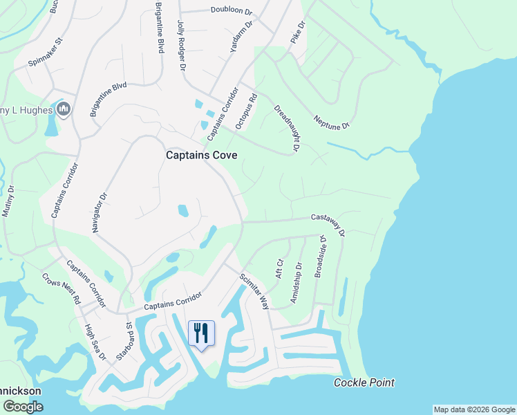 map of restaurants, bars, coffee shops, grocery stores, and more near Dingy Court in Accomack