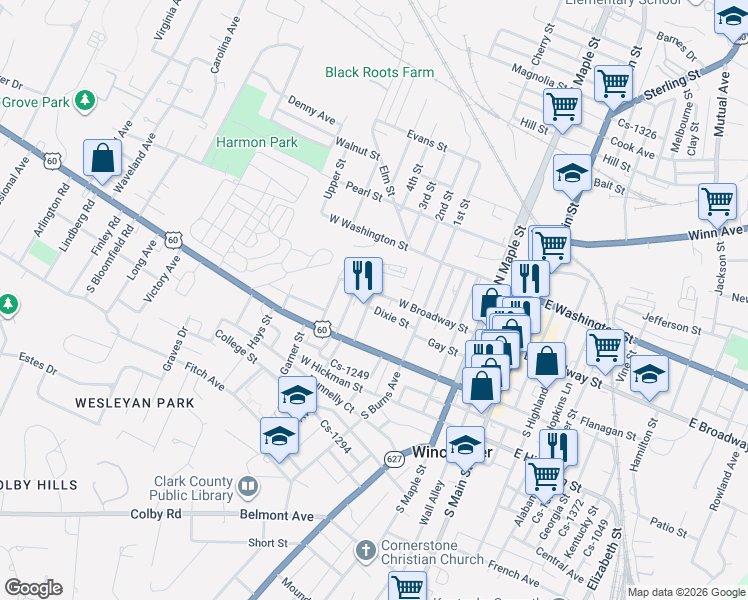 map of restaurants, bars, coffee shops, grocery stores, and more near 5 Wainscott Avenue in Winchester
