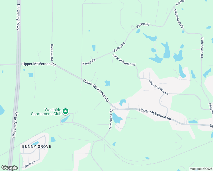 map of restaurants, bars, coffee shops, grocery stores, and more near 7525 Upper Mt Vernon Rd in Evansville