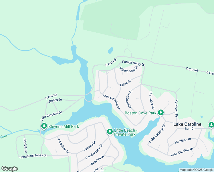 map of restaurants, bars, coffee shops, grocery stores, and more near 107 Independence Drive in Ruther Glen