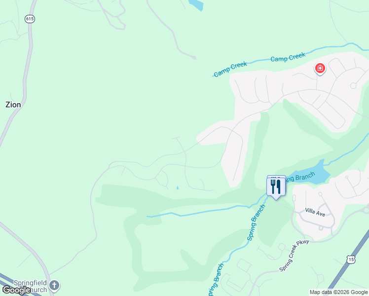 map of restaurants, bars, coffee shops, grocery stores, and more near 180 Bayberry Lane in Zion Crossroads