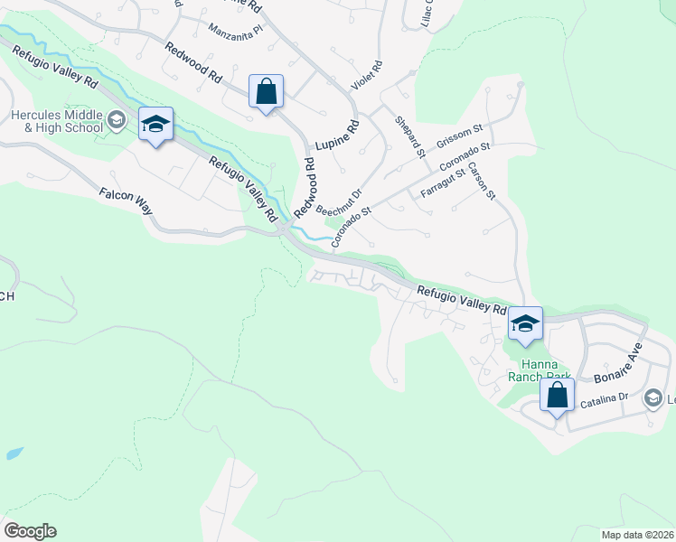map of restaurants, bars, coffee shops, grocery stores, and more near 136 Crosswind Court in Hercules