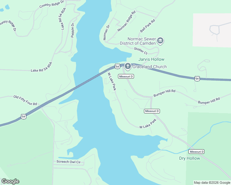 map of restaurants, bars, coffee shops, grocery stores, and more near 1 Cedar Green Lane in Camdenton