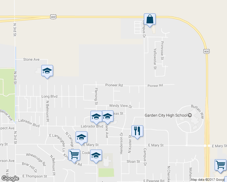 map of restaurants, bars, coffee shops, grocery stores, and more near 2974 Lost River Drive in Garden City