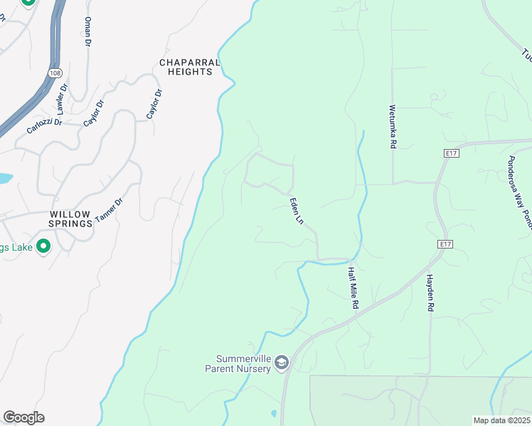 map of restaurants, bars, coffee shops, grocery stores, and more near 20690 Eden Lane in Tuolumne