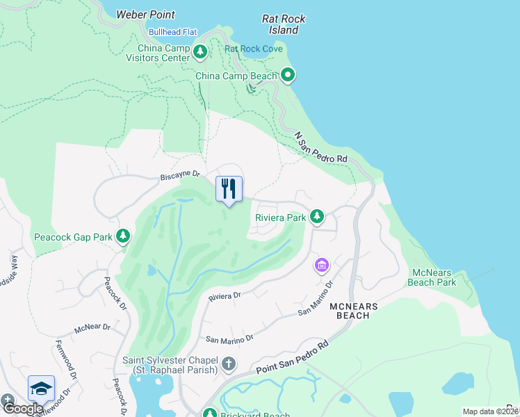 map of restaurants, bars, coffee shops, grocery stores, and more near 28 Greenside Way in San Rafael