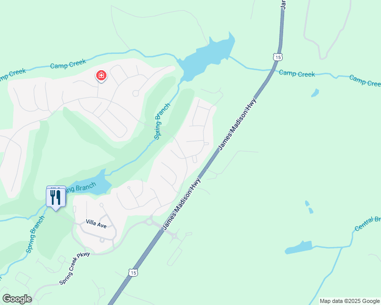 map of restaurants, bars, coffee shops, grocery stores, and more near 29 Deer Run Drive in Zion Crossroads