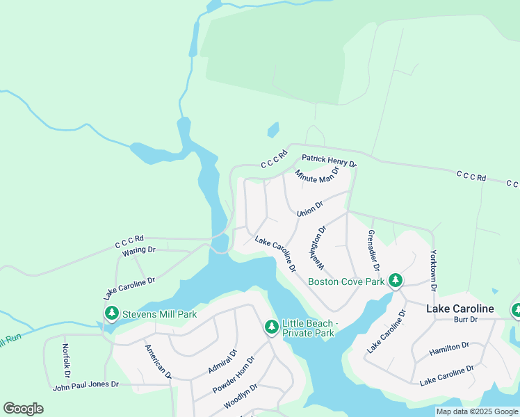 map of restaurants, bars, coffee shops, grocery stores, and more near 107 Independence Drive in Ruther Glen