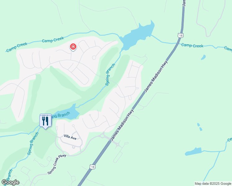 map of restaurants, bars, coffee shops, grocery stores, and more near 72 Beaver Dam Place in Gordonsville