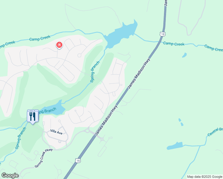 map of restaurants, bars, coffee shops, grocery stores, and more near 29 Deer Run Drive in Zion Crossroads