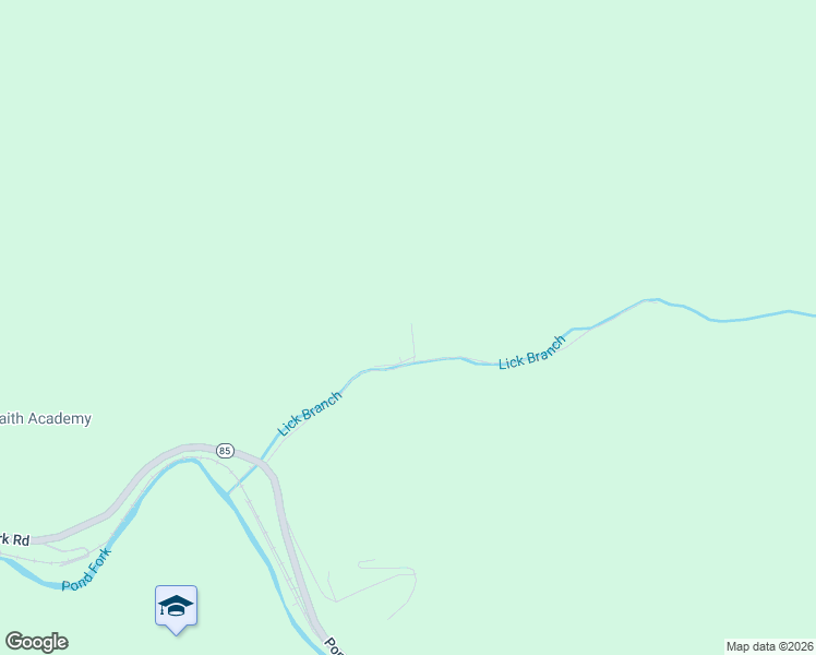 map of restaurants, bars, coffee shops, grocery stores, and more near 1085 Lick Creek Branch Road in Van