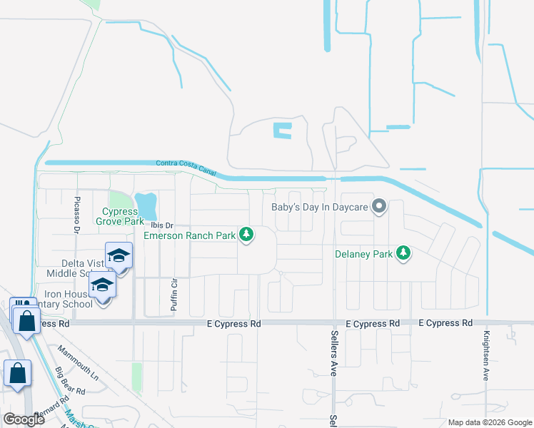 map of restaurants, bars, coffee shops, grocery stores, and more near 112 Willowrun Way in Oakley