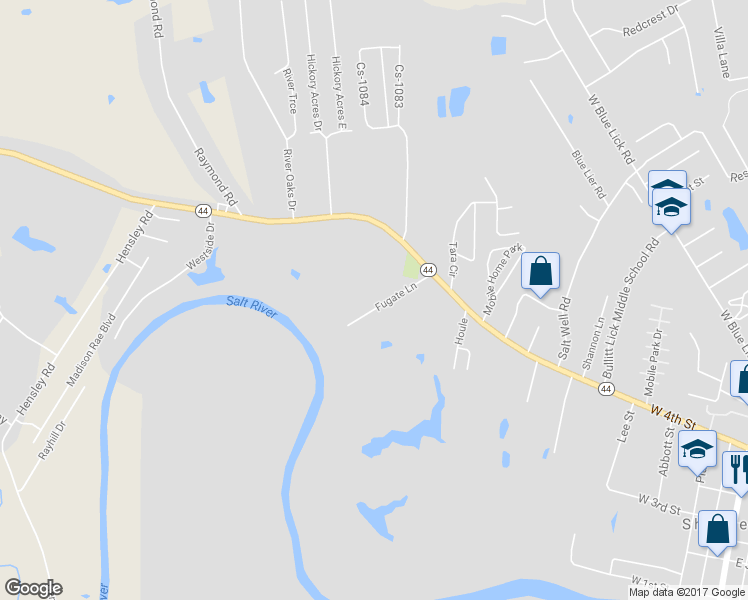 map of restaurants, bars, coffee shops, grocery stores, and more near 243 Fugate Lane in Shepherdsville