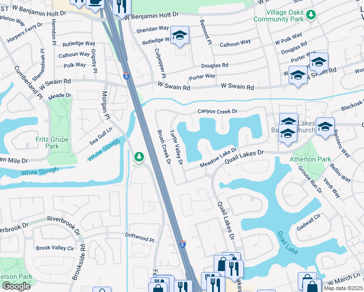 map of restaurants, bars, coffee shops, grocery stores, and more near 5734 Turtle Valley Drive in Stockton