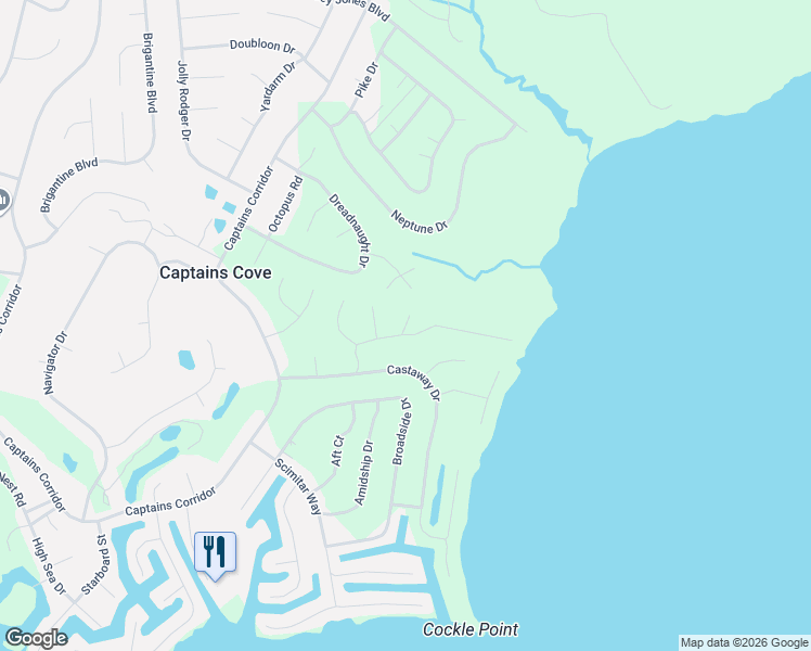 map of restaurants, bars, coffee shops, grocery stores, and more near Helm Court in Accomack County