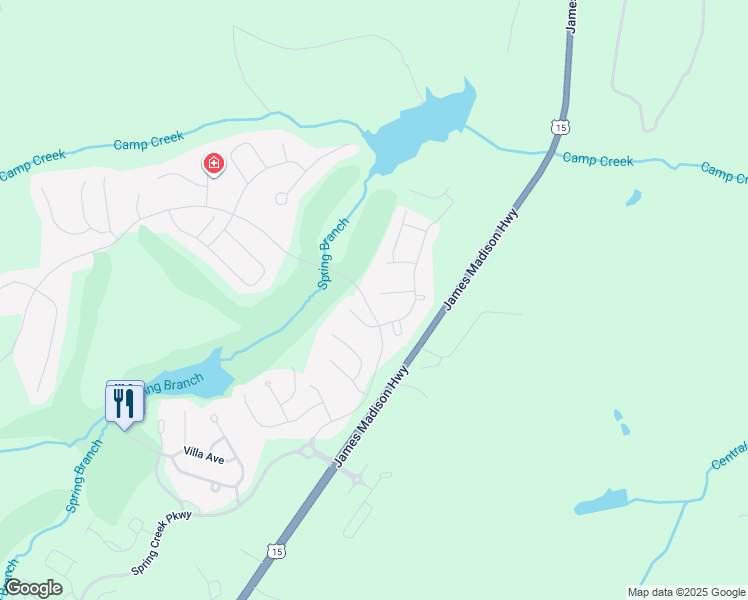 map of restaurants, bars, coffee shops, grocery stores, and more near 83 Blue Ridge Terrace in Zion Crossroads