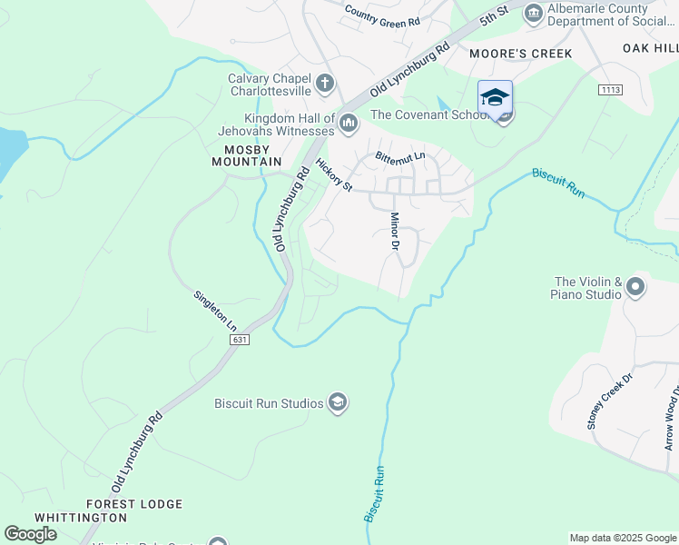 map of restaurants, bars, coffee shops, grocery stores, and more near Wardell Crest in Albemarle County