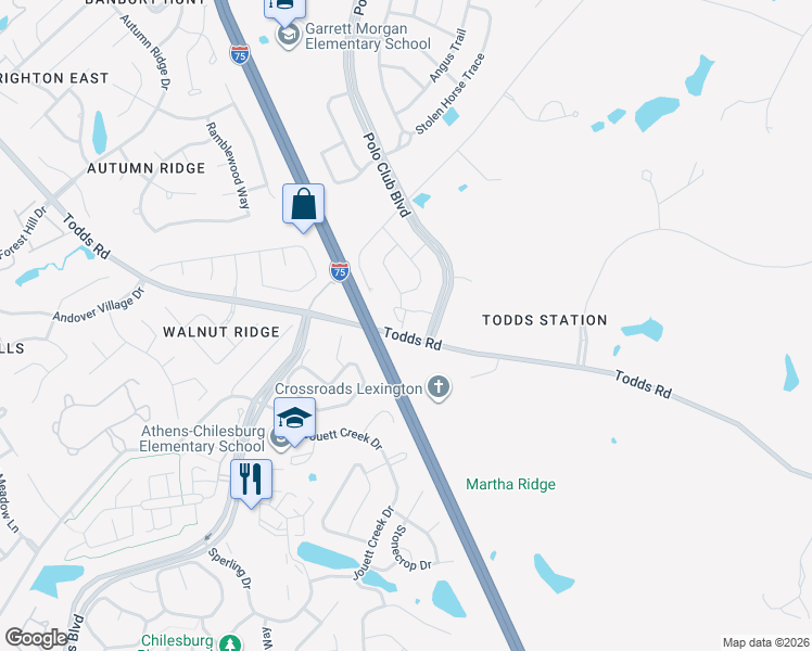 map of restaurants, bars, coffee shops, grocery stores, and more near 1117 Oatlands Park in Lexington