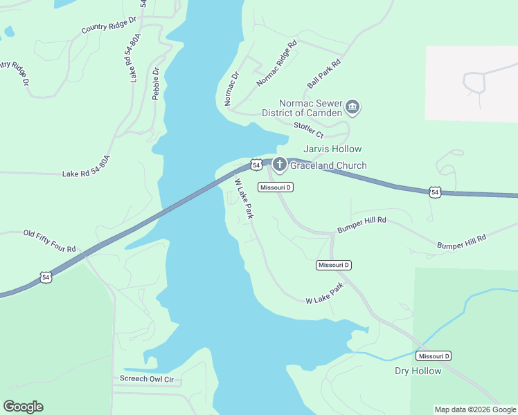 map of restaurants, bars, coffee shops, grocery stores, and more near 1-99 Cedar Green Lane in Camdenton
