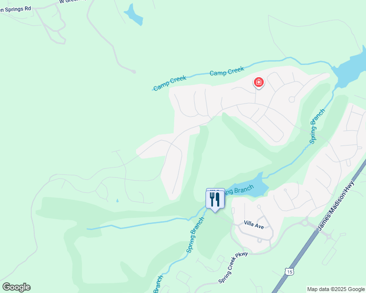 map of restaurants, bars, coffee shops, grocery stores, and more near 15 Heritage Drive in Zion Crossroads
