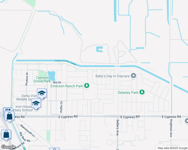 map of restaurants, bars, coffee shops, grocery stores, and more near 128 Willowrun Way in Oakley