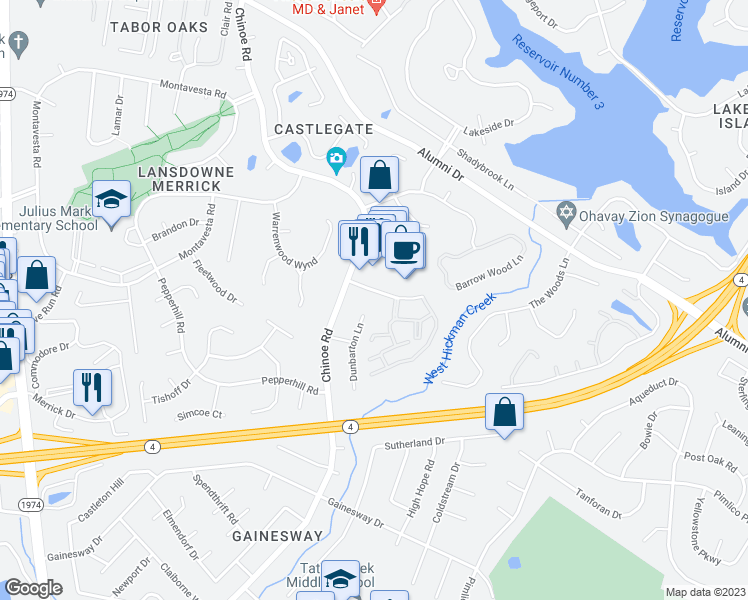 map of restaurants, bars, coffee shops, grocery stores, and more near 3512 Creekwood Drive in Lexington