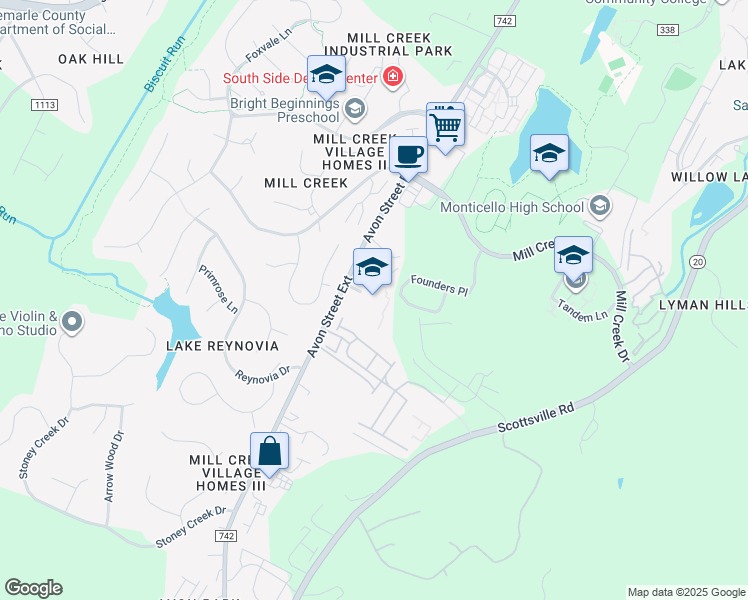 map of restaurants, bars, coffee shops, grocery stores, and more near 1757 Avon Street Extended in Charlottesville