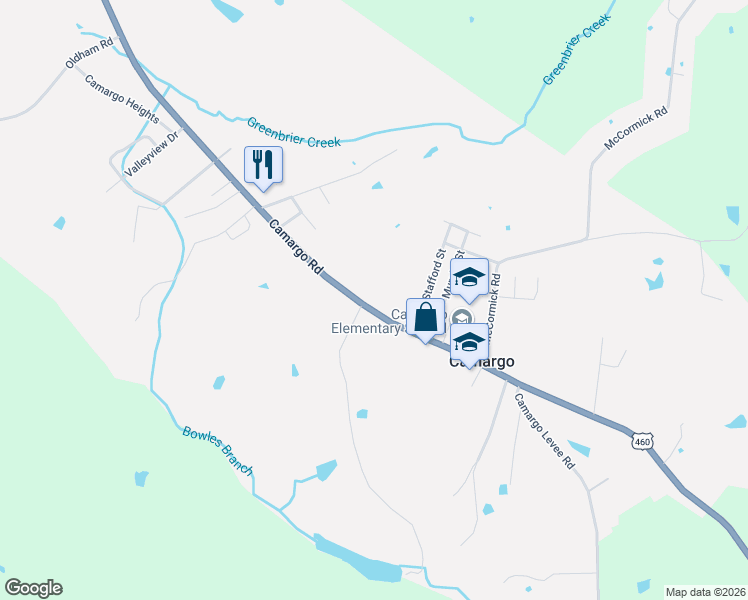 map of restaurants, bars, coffee shops, grocery stores, and more near 4111 Camargo Road in Mount Sterling