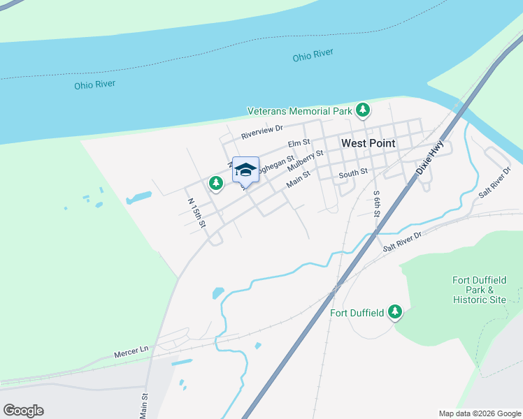 map of restaurants, bars, coffee shops, grocery stores, and more near 1211 Main Street in West Point