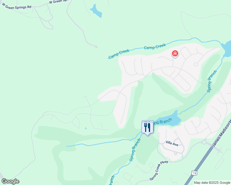 map of restaurants, bars, coffee shops, grocery stores, and more near 64 Bayberry Lane in Zion Crossroads