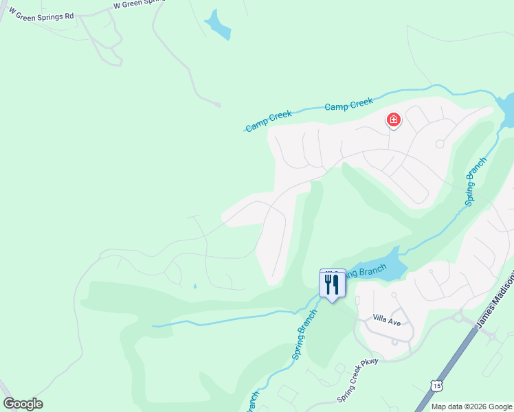 map of restaurants, bars, coffee shops, grocery stores, and more near 64 Bayberry Lane in Zion Crossroads