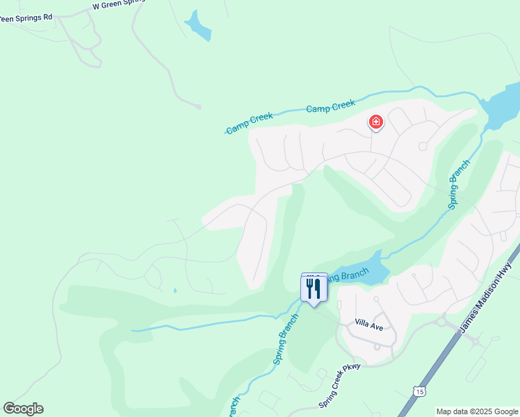 map of restaurants, bars, coffee shops, grocery stores, and more near 15 Heritage Drive in Zion Crossroads