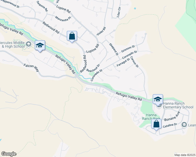 map of restaurants, bars, coffee shops, grocery stores, and more near 112 Balboa Court in Hercules