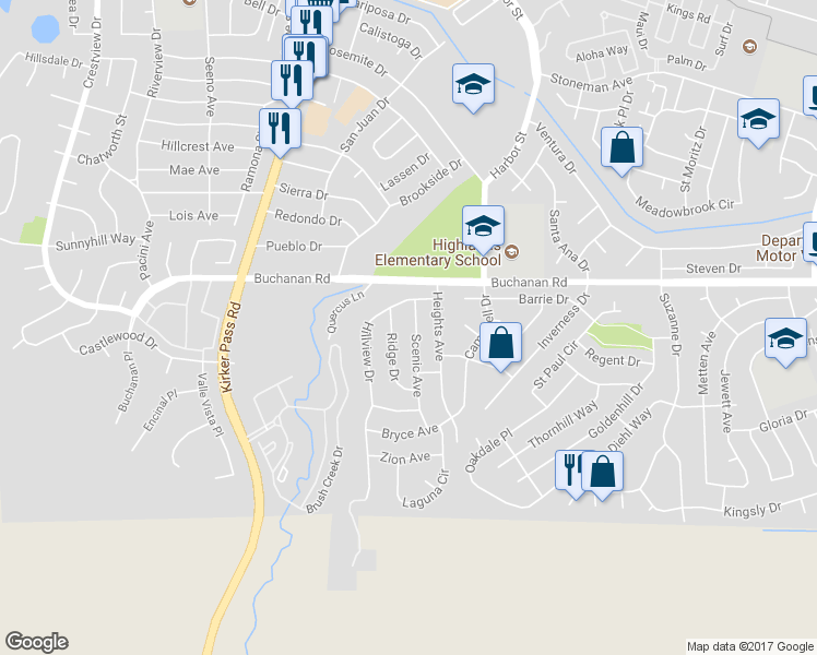 map of restaurants, bars, coffee shops, grocery stores, and more near 4240 Scenic Avenue in Pittsburg