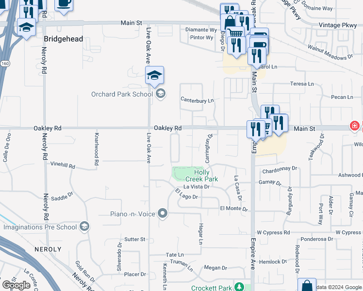 map of restaurants, bars, coffee shops, grocery stores, and more near 4050 Kenwood Circle in Oakley