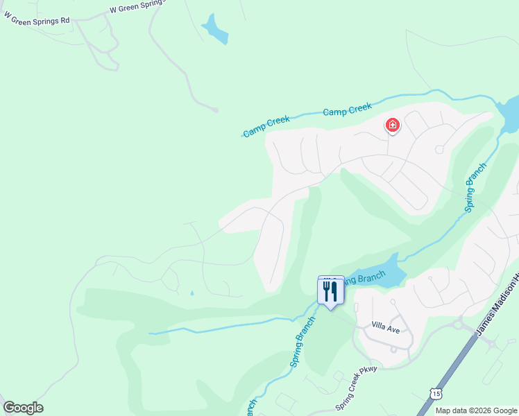map of restaurants, bars, coffee shops, grocery stores, and more near 180 Bayberry Lane in Gordonsville