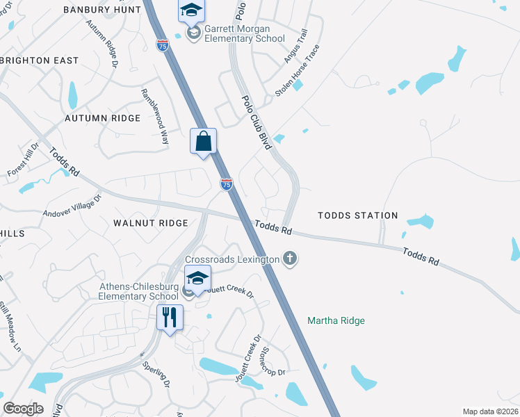 map of restaurants, bars, coffee shops, grocery stores, and more near 1117 Oatlands Park in Lexington