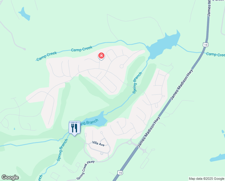 map of restaurants, bars, coffee shops, grocery stores, and more near 196 Appalachian Lane in Zion Crossroads